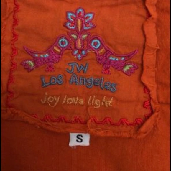 JWLA Johnny Was Hand Embroidered Shirt Deep Orange Small - Picture 4 of 4
